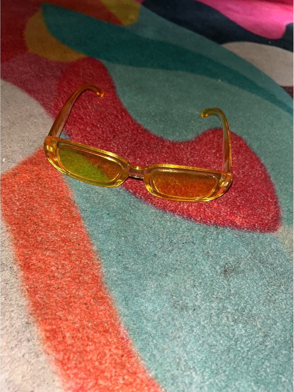 Yellow Rectangular Retro Women's Sunglasses
